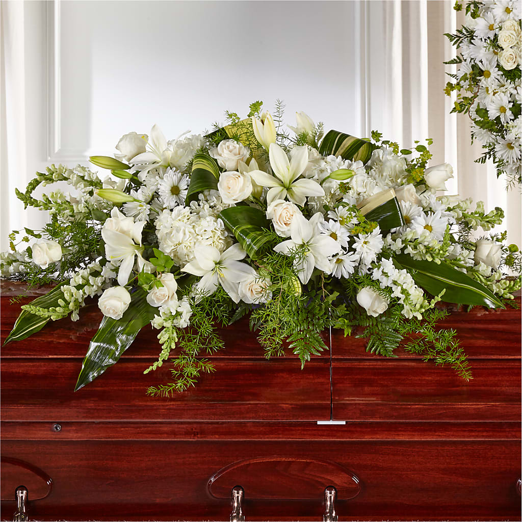 Abundance Casket Spray – CHET & LEONA'S FLORAL SHOP, Milwaukee WI