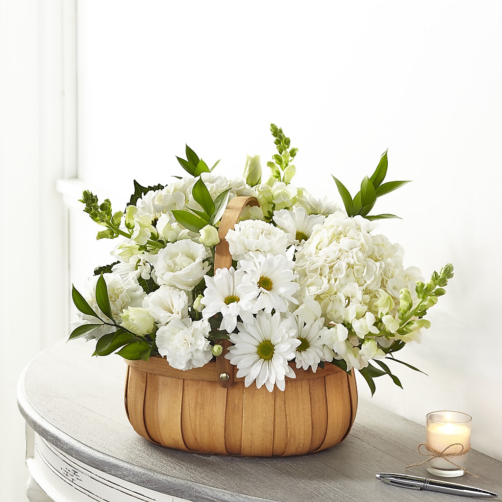 Pure Ivory Basket – CHET & LEONA'S FLORAL SHOP, Milwaukee WI