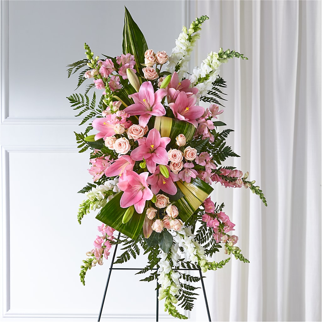 Elegant Embrace Standing Spray – CHET & LEONA'S FLORAL SHOP, Milwaukee WI