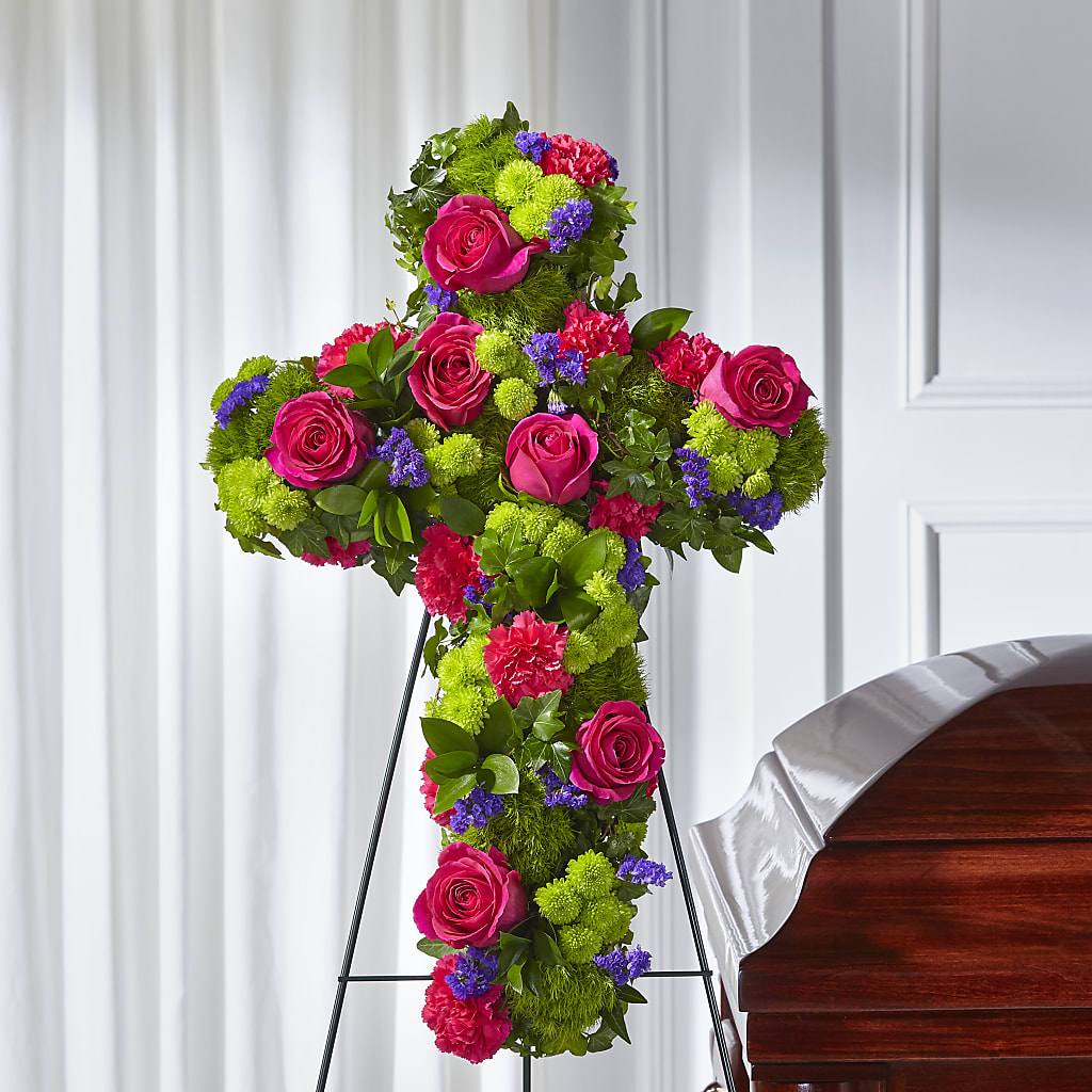 Tribute Rose Floral Cross – CHET & LEONA'S FLORAL SHOP, Milwaukee WI