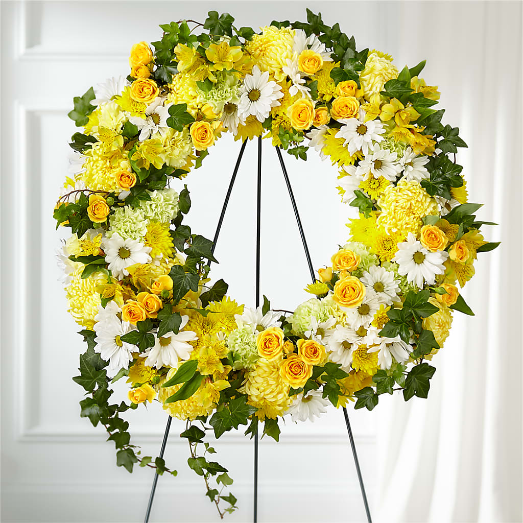 Golden Remembrance Wreath – CHET & LEONA'S FLORAL SHOP, Milwaukee WI