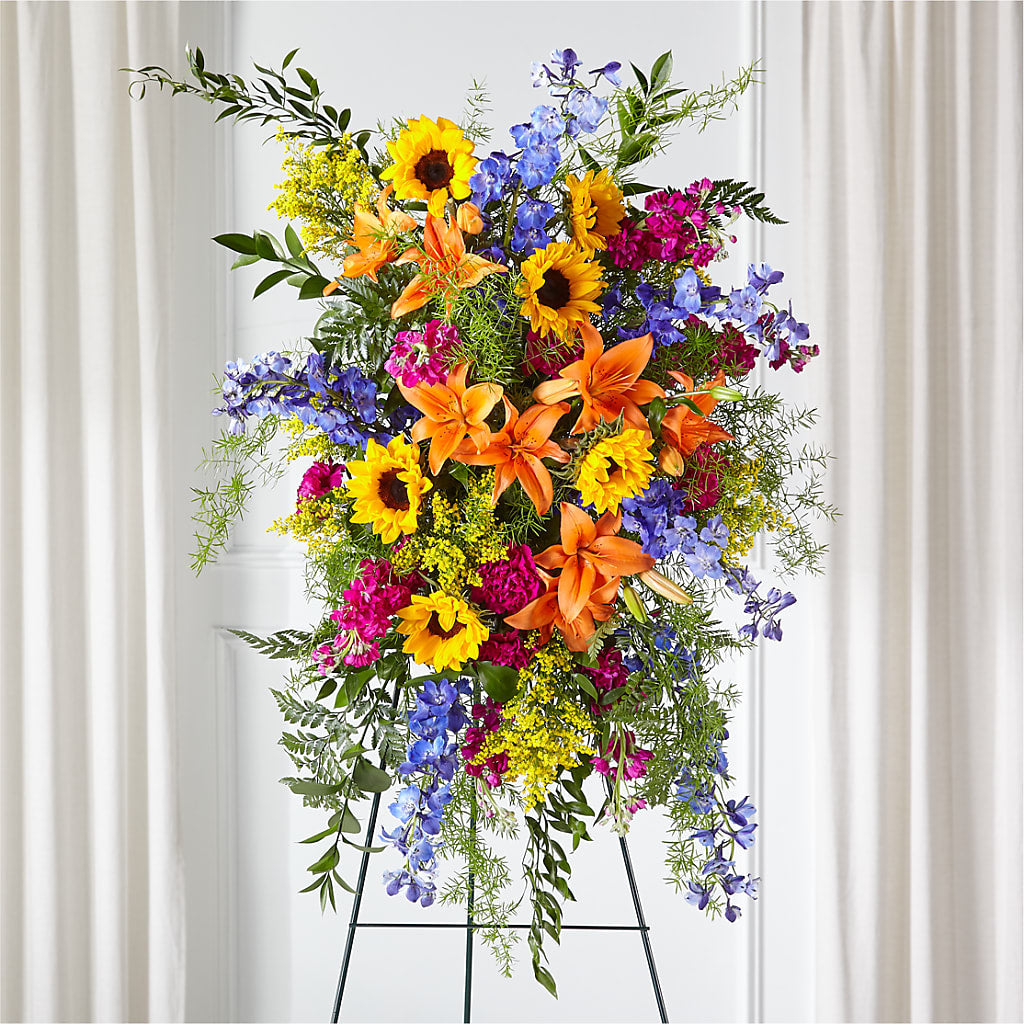 Sunlit Memories Standing Spray (Standard) – CHET & LEONA'S FLORAL SHOP, Milwaukee WI