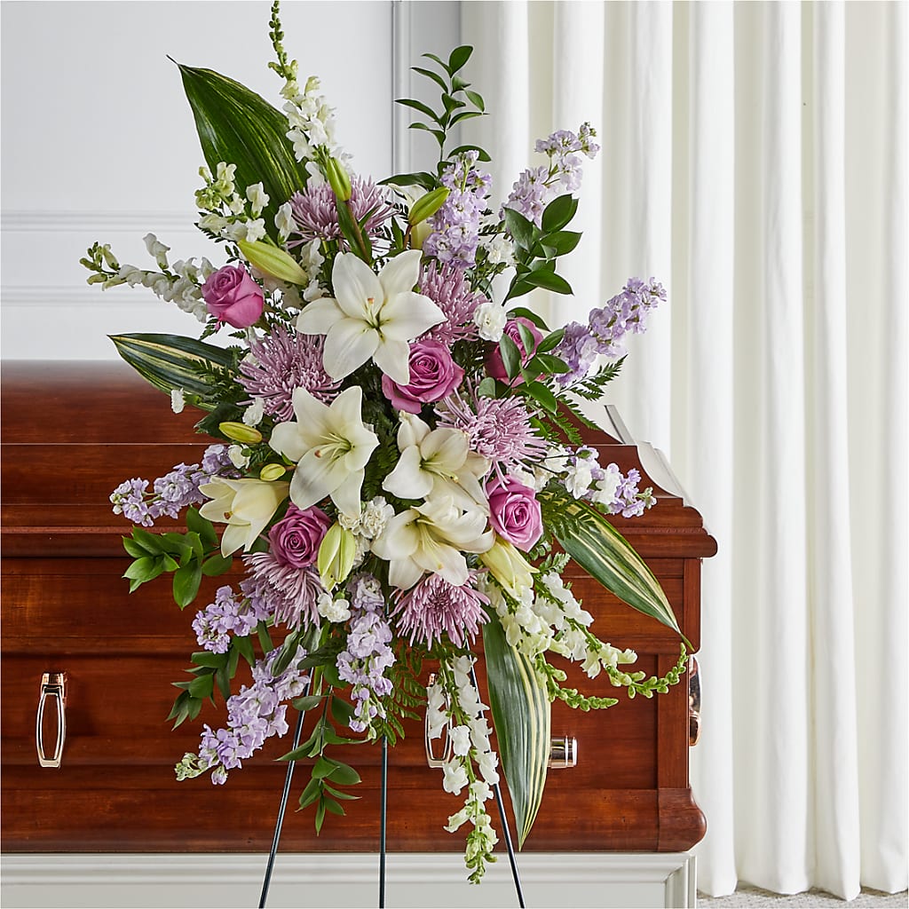 Grateful Hearts Standing Spray – CHET & LEONA'S FLORAL SHOP, Milwaukee WI