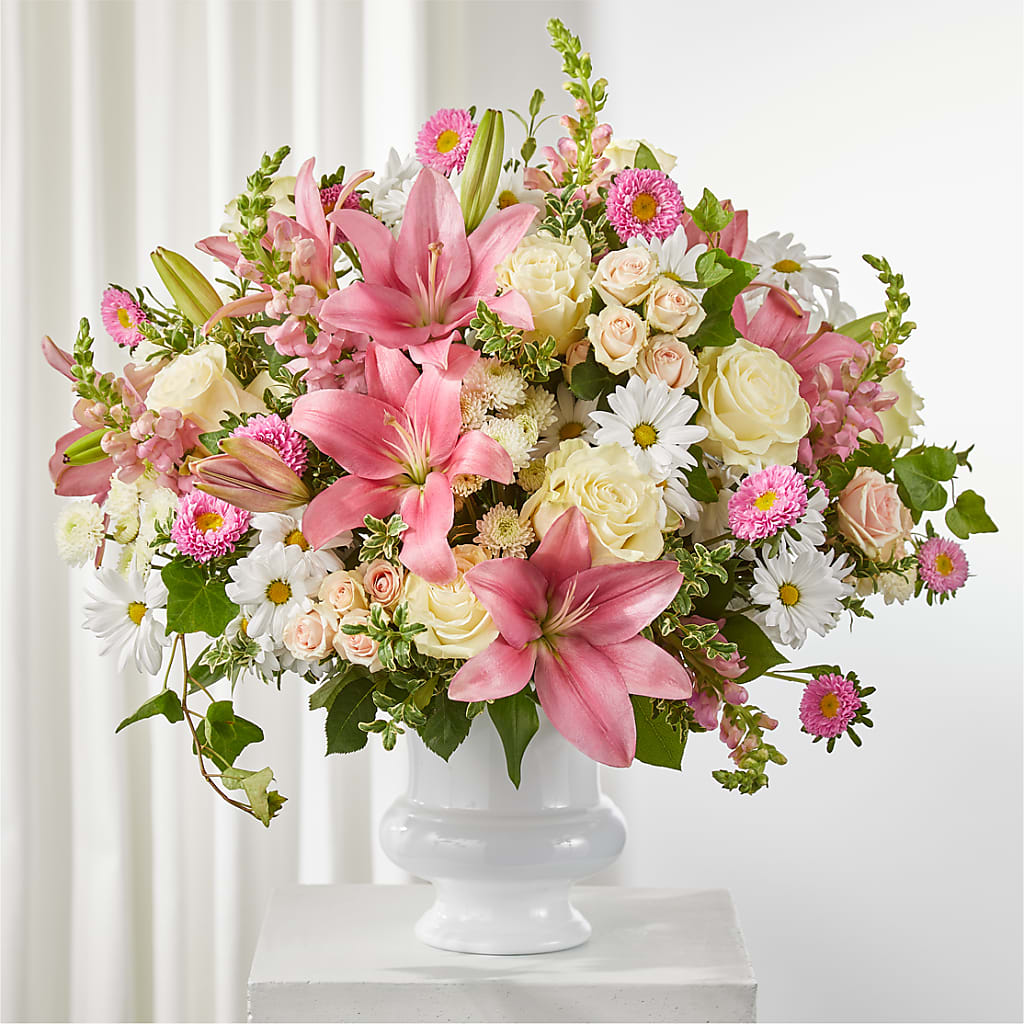 Empathetic Blooms Urn Arrangement – CHET & LEONA'S FLORAL SHOP, Milwaukee WI