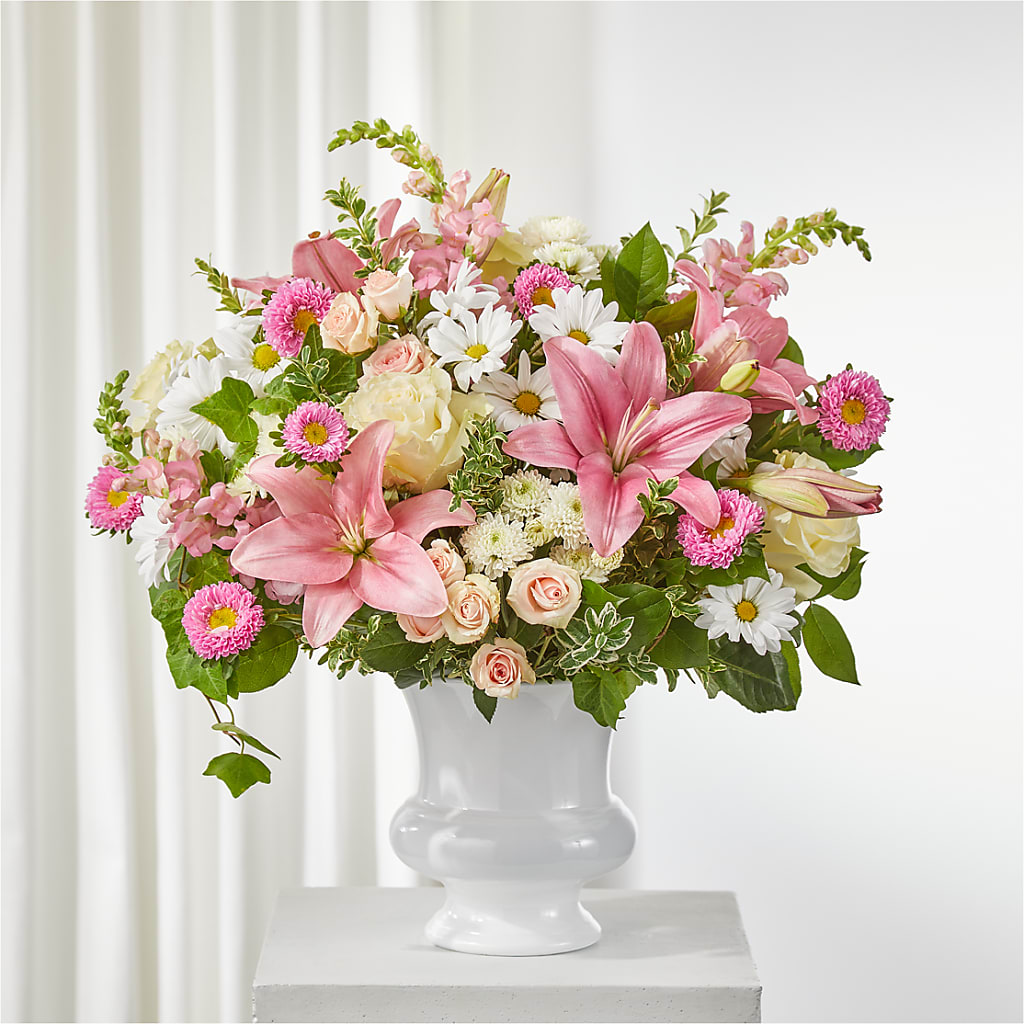 Empathetic Blooms Urn Arrangement – CHET & LEONA'S FLORAL SHOP, Milwaukee WI