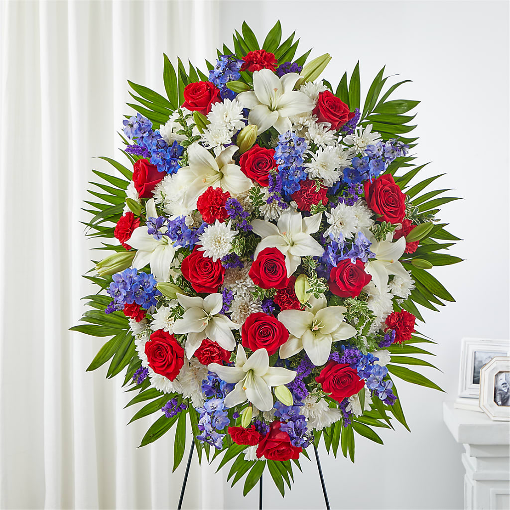 Cherished Service Standing Spray – CHET & LEONA'S FLORAL SHOP, Milwaukee WI