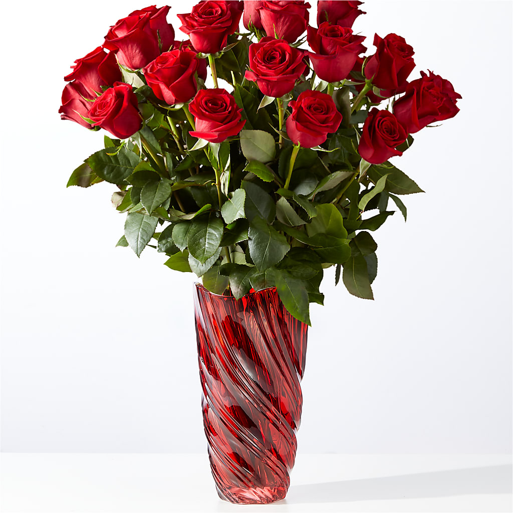 Classic Love Red Rose Bouquet with Luxe Swirl Vase – CHET & LEONA'S FLORAL SHOP, Milwaukee WI