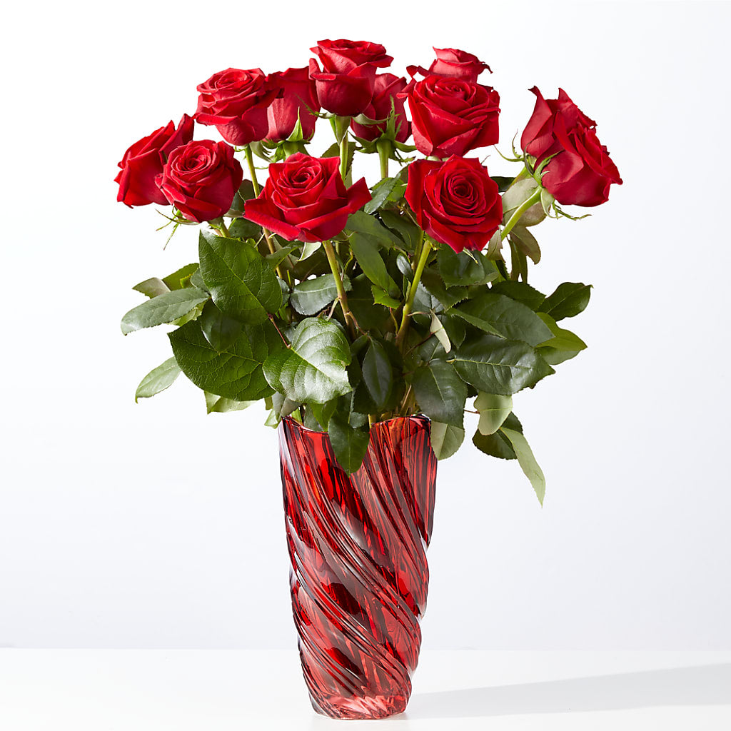 Classic Love Red Rose Bouquet with Luxe Swirl Vase – CHET & LEONA'S FLORAL SHOP, Milwaukee WI
