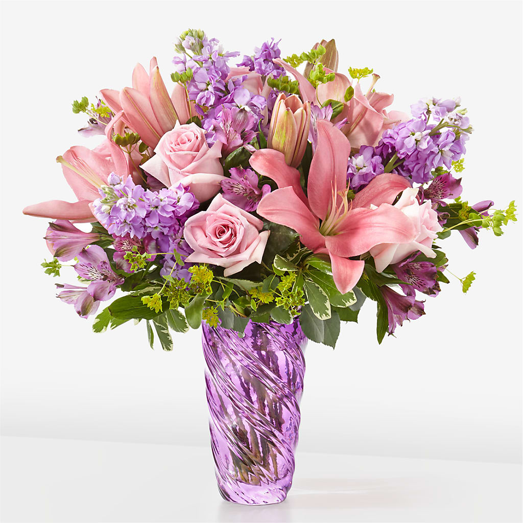 Precious Petals Bouquet with Luxe Swirl Vase – CHET & LEONA'S FLORAL SHOP, Milwaukee WI