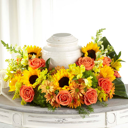 Faithful Sunflower Cremation Adornment – CHET & LEONA'S FLORAL SHOP, Milwaukee WI