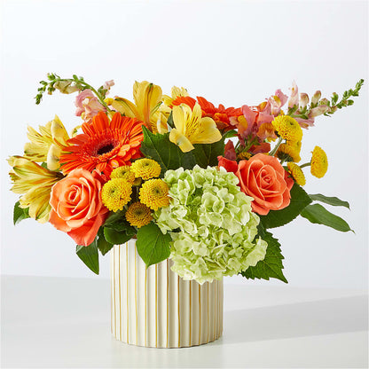 Autumn Sunshine Bouquet with Ivory Vase – CHET & LEONA'S FLORAL SHOP, Milwaukee WI