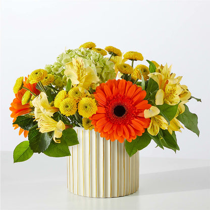 Autumn Sunshine Bouquet with Ivory Vase – CHET & LEONA'S FLORAL SHOP, Milwaukee WI