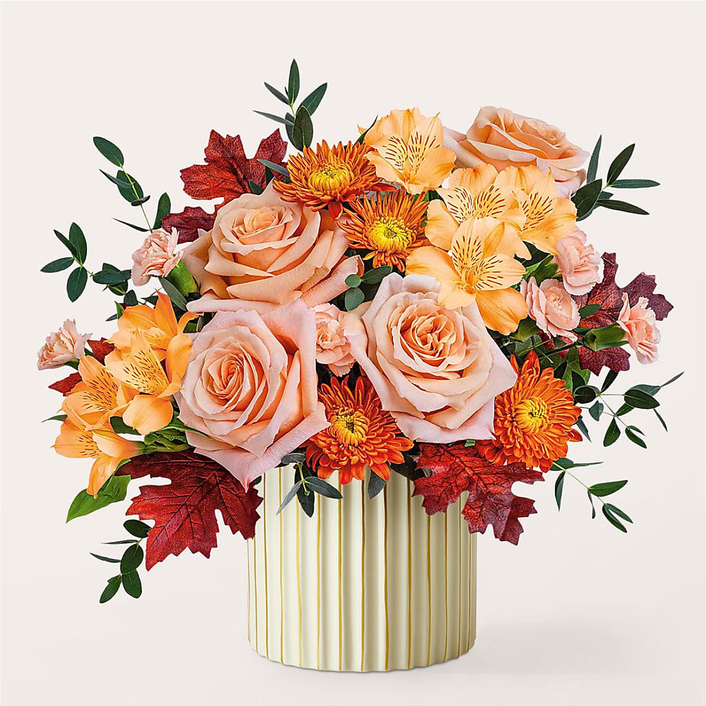 Spiced Latte Bouquet with Ivory Vase – CHET & LEONA'S FLORAL SHOP, Milwaukee WI