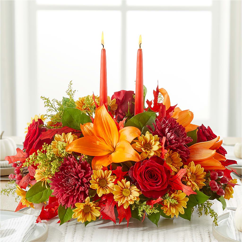Autumn's Embrace Centerpiece – CHET & LEONA'S FLORAL SHOP, Milwaukee WI