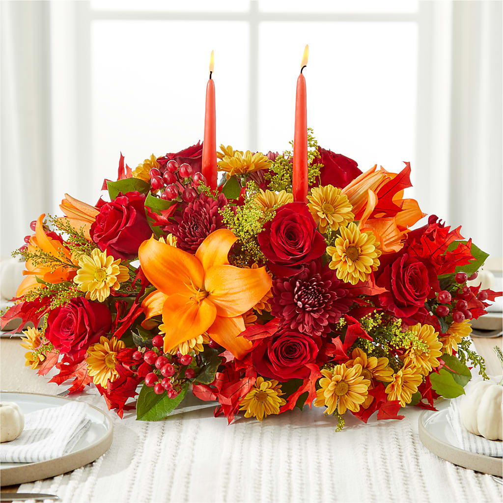 Autumn's Embrace Centerpiece – CHET & LEONA'S FLORAL SHOP, Milwaukee WI