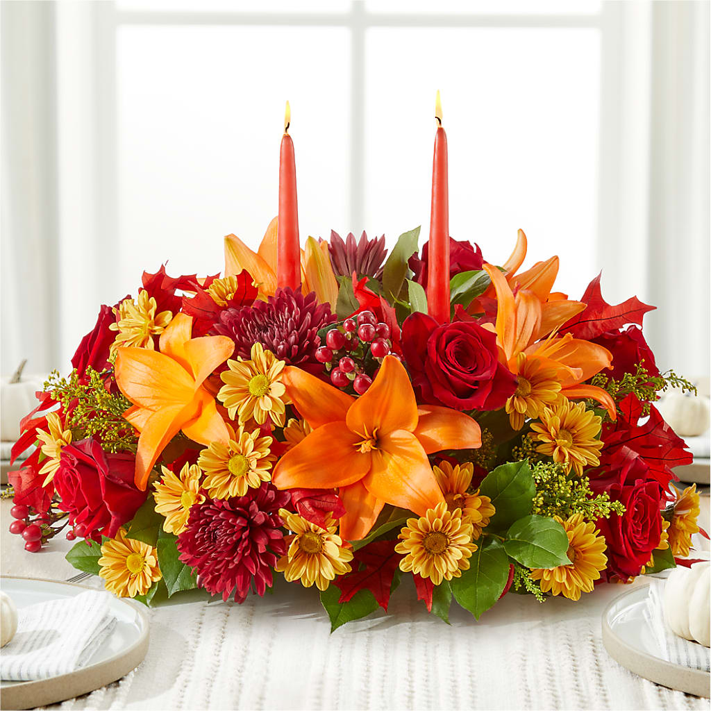 Autumn's Embrace Centerpiece – CHET & LEONA'S FLORAL SHOP, Milwaukee WI