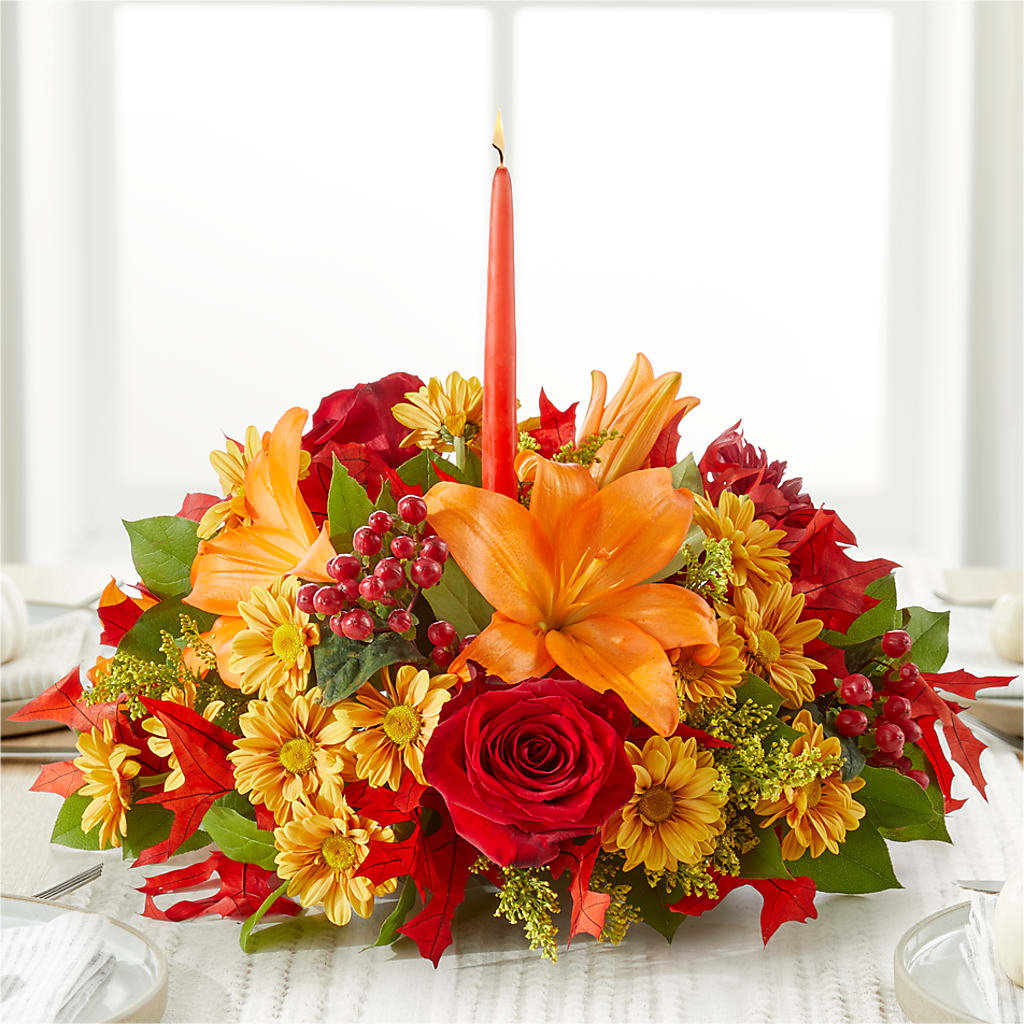 Autumn's Embrace Centerpiece – CHET & LEONA'S FLORAL SHOP, Milwaukee WI